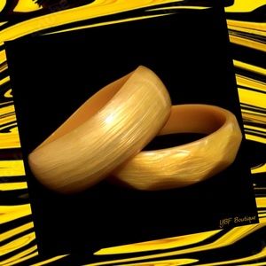 New Big Marble Yellow Fashion Bangle Bracelet Set